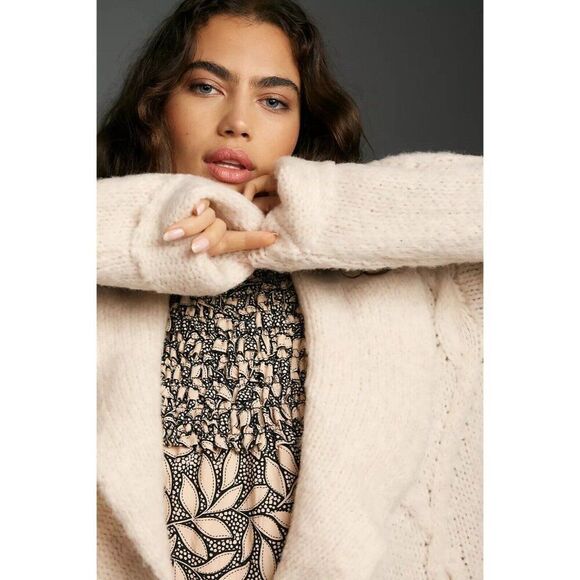 NWT ANTHROPOLOGIE Sz XS CARDIGAN SWEATER IVORY - Picture 3 of 6